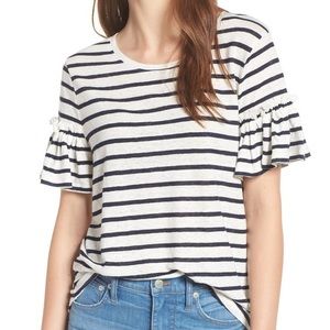 Like New Chelsea 28 striped linen flutter sleeve top